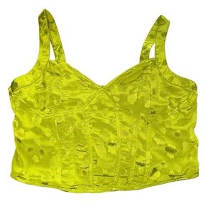 New Fun & flirt lime green floral satin corset top size L